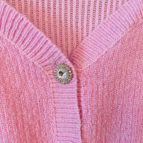 ASTR THE LABEL Rhinestone Button Crop Cardigan - Picture 3 of 3